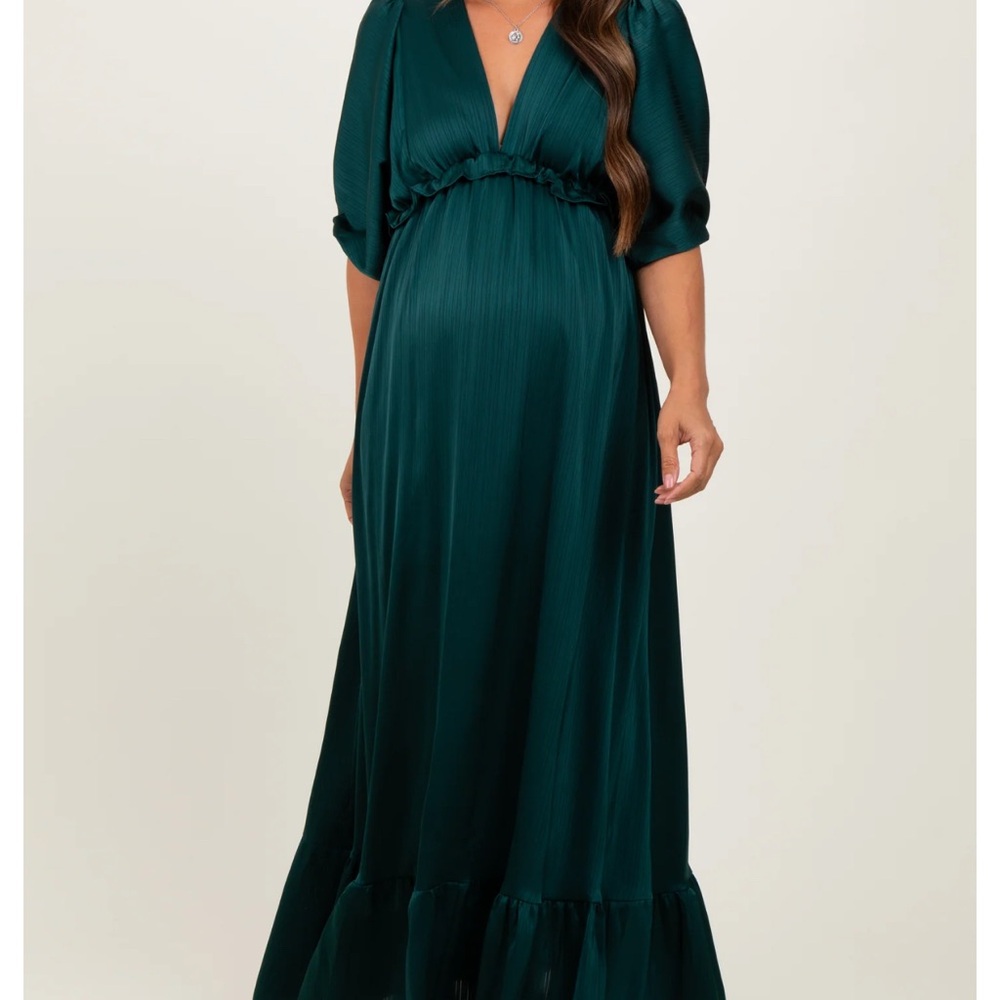 Elegant Green Maternity Maxi Dress